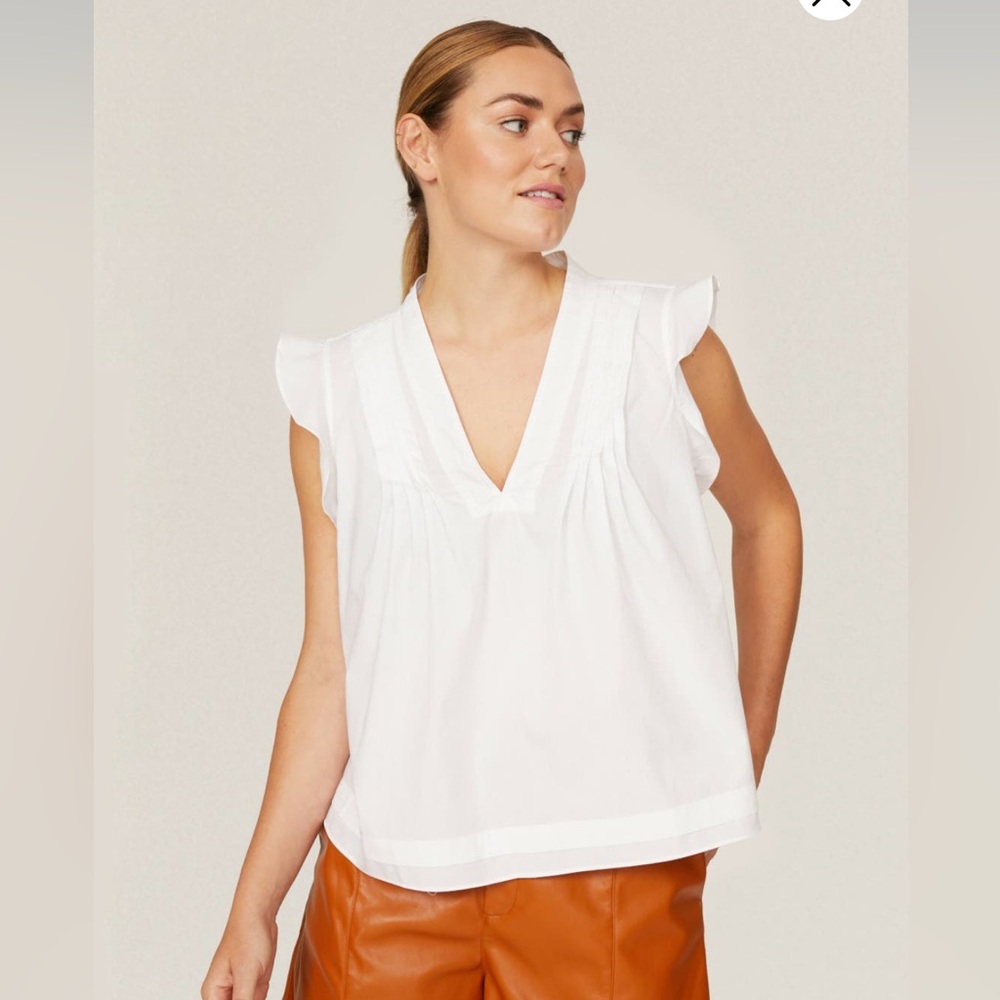 Derek Lam Collective White Ruffle Sleeve Blouse / Size 40, ~M 6/8